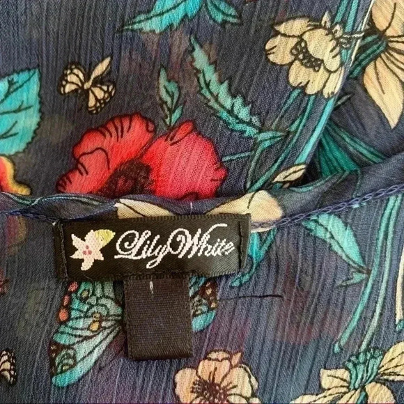 Lily White blue floral long chiffon tank - Picture 5 of 5